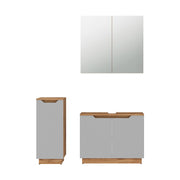 Vicco Set di mobili da bagno Rovere/grigio a righe 3 parti