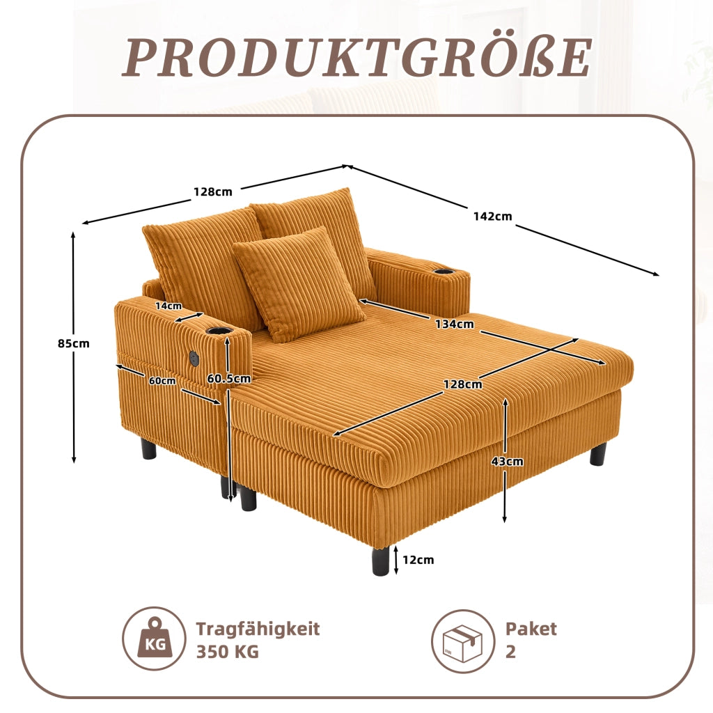 Chaise Longue Reclinabile con LED, USB e Portabicchieri ¨C MINIMAL ¨C Similpelle