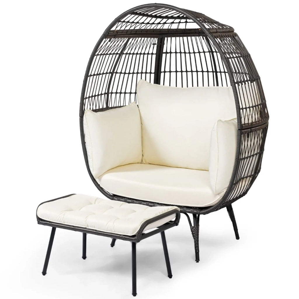 Set di 2 sedie a uovo in rattan oversize per patio 110 x 82 x 145 cm comfort ottimale stile moderno rattan marrone 20_0011292