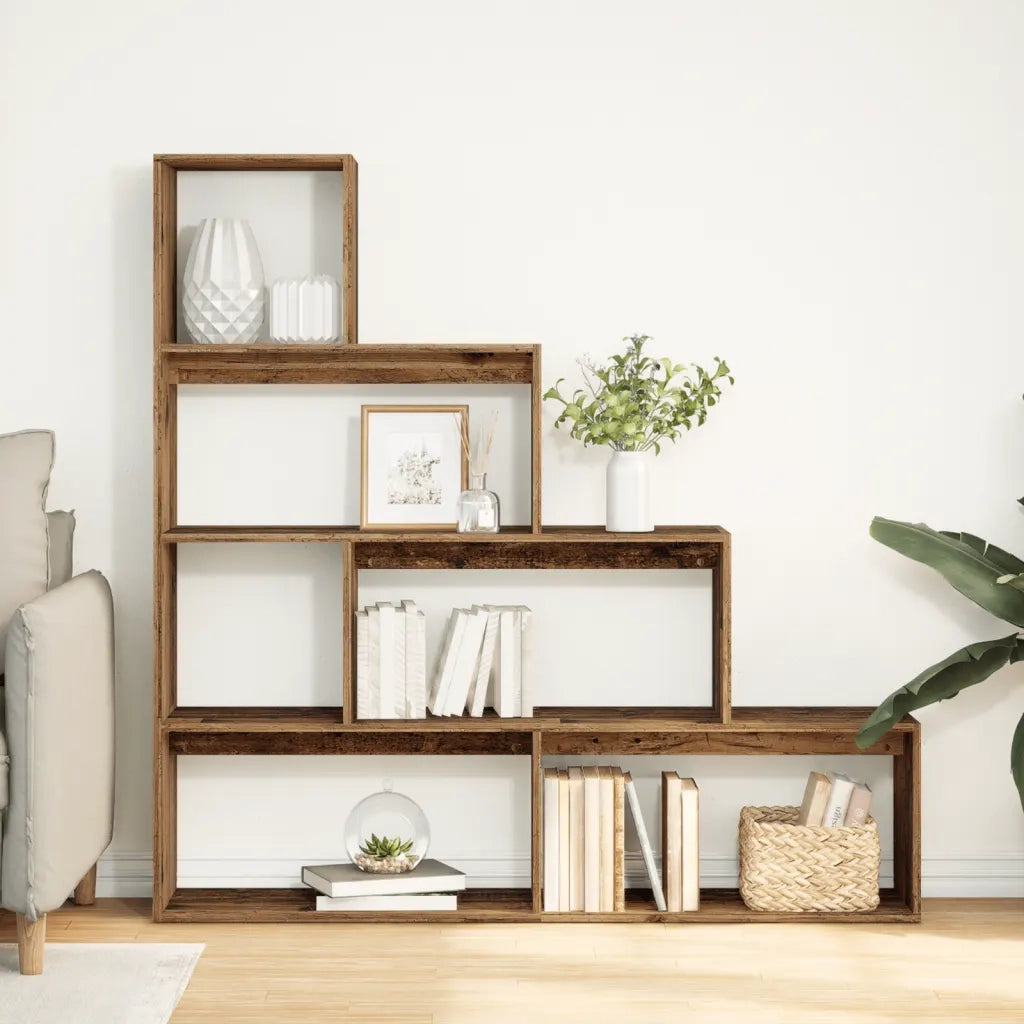 vidaXL Libreria a 4 Ripiani Legno Vecchio 143,5x29x143,5 cm Truciolato