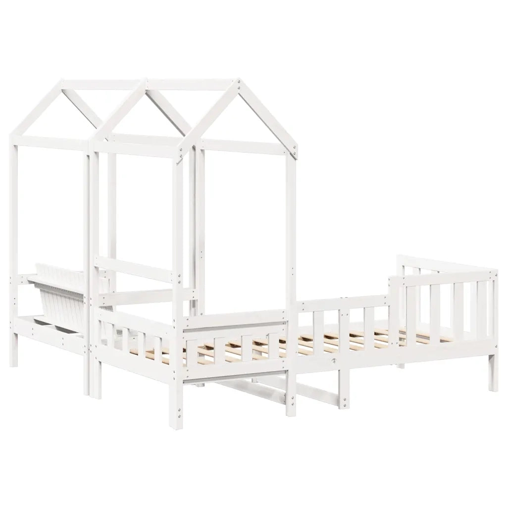 Set Dormeuse e Panca con Tetto Bianco 80x200cm Massello Pino