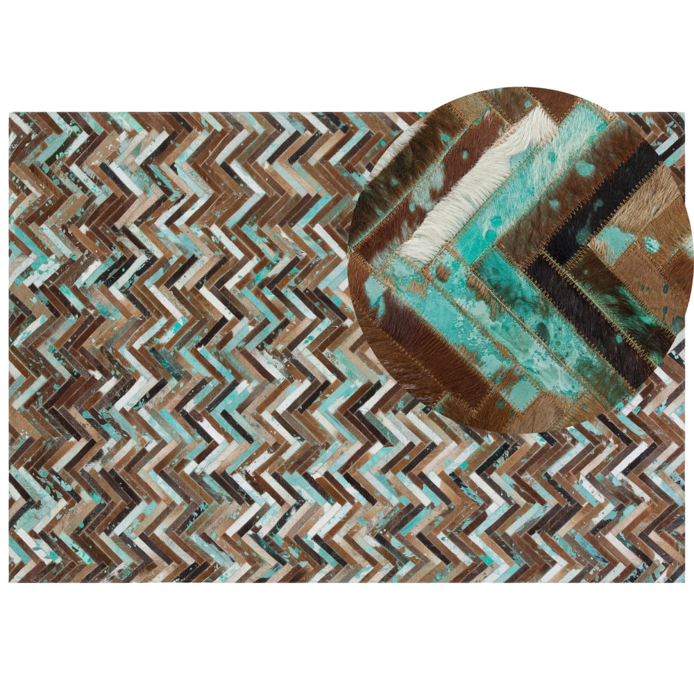 Tappeto Multicolore Pelle 160 x 230 cm Pelle Bovina Artigianale