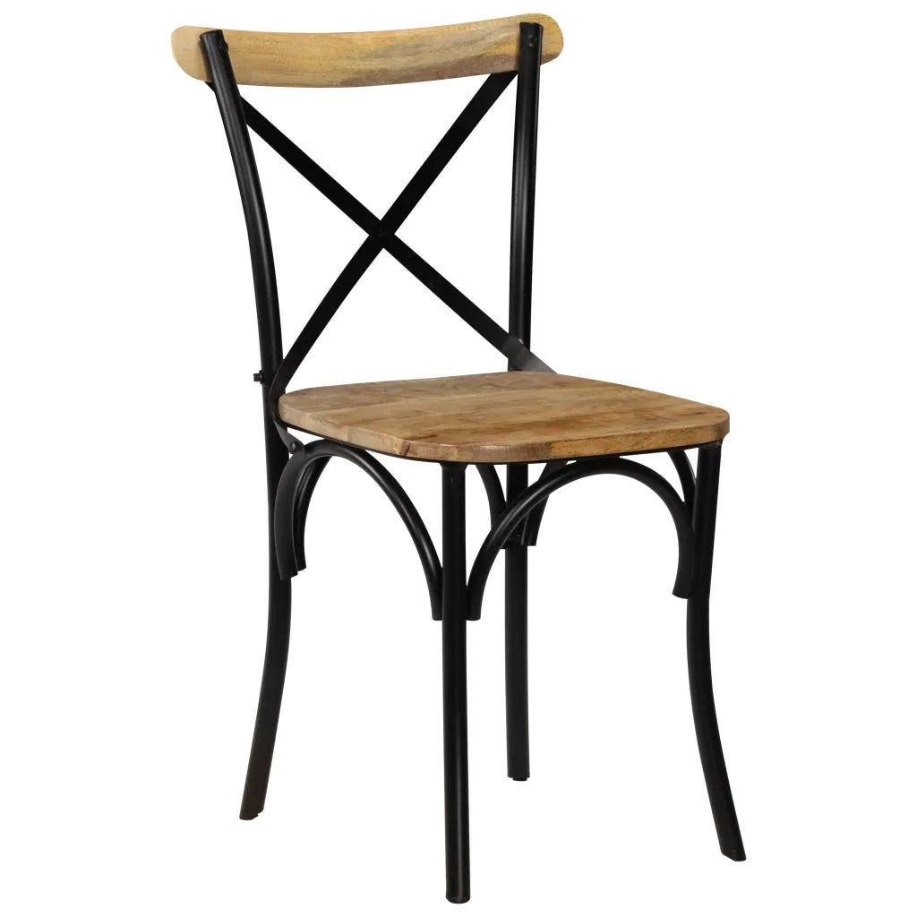 Sedie con Motivo a Croce 2 pz Nere in Legno Massello di Mango cod mxl 13843