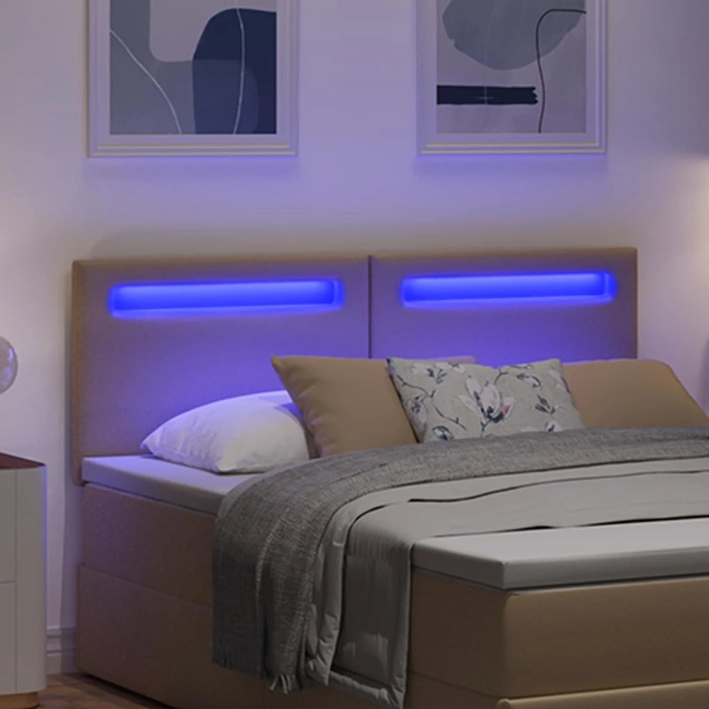 Testiera LED Cappuccino 160 cm Pelle Sintetica 42007308