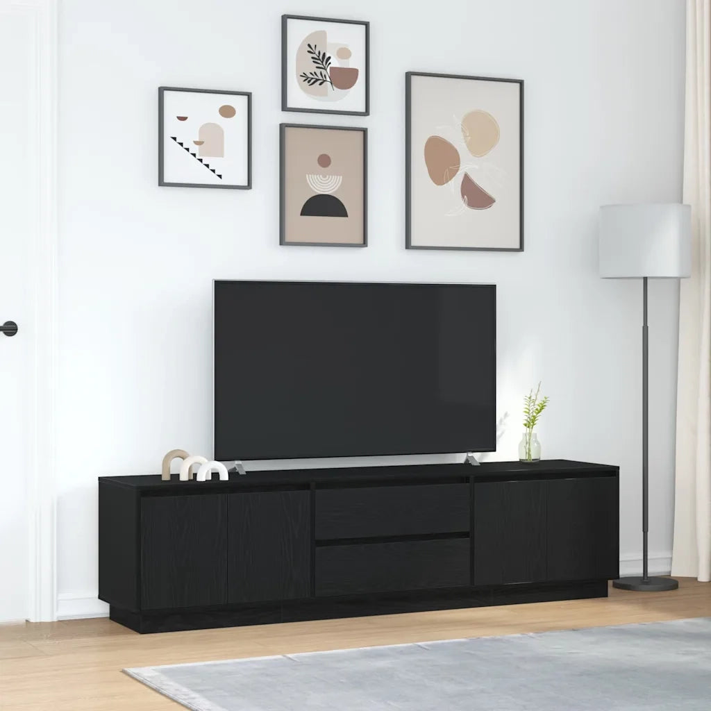 Mobile Porta TV con Luci LED Rovere Nero 193,5x41x50 cm 3328436