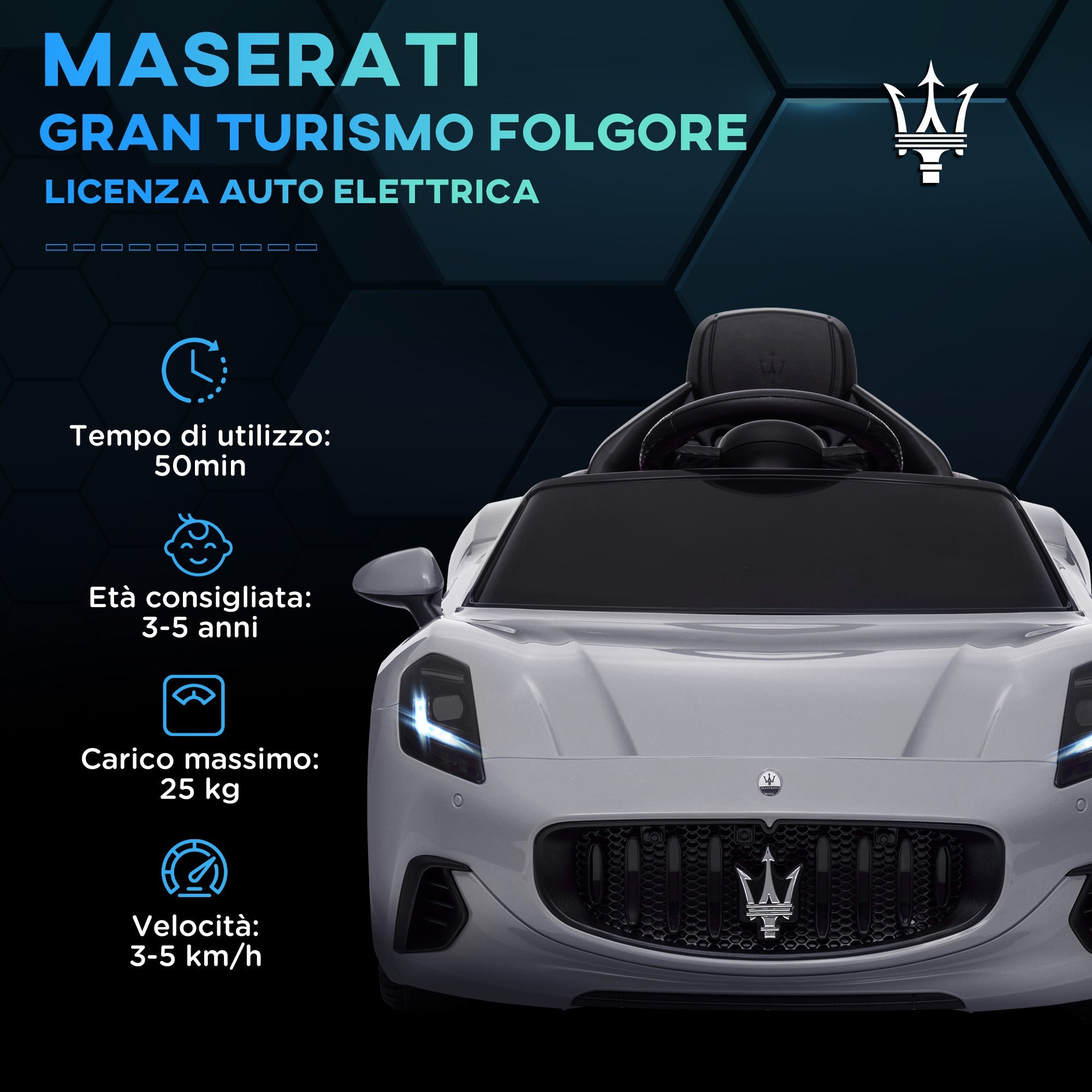 Macchina Elettrica per Bambini con Licenza Maserati Gran Turismo Folgore 12V Grigio