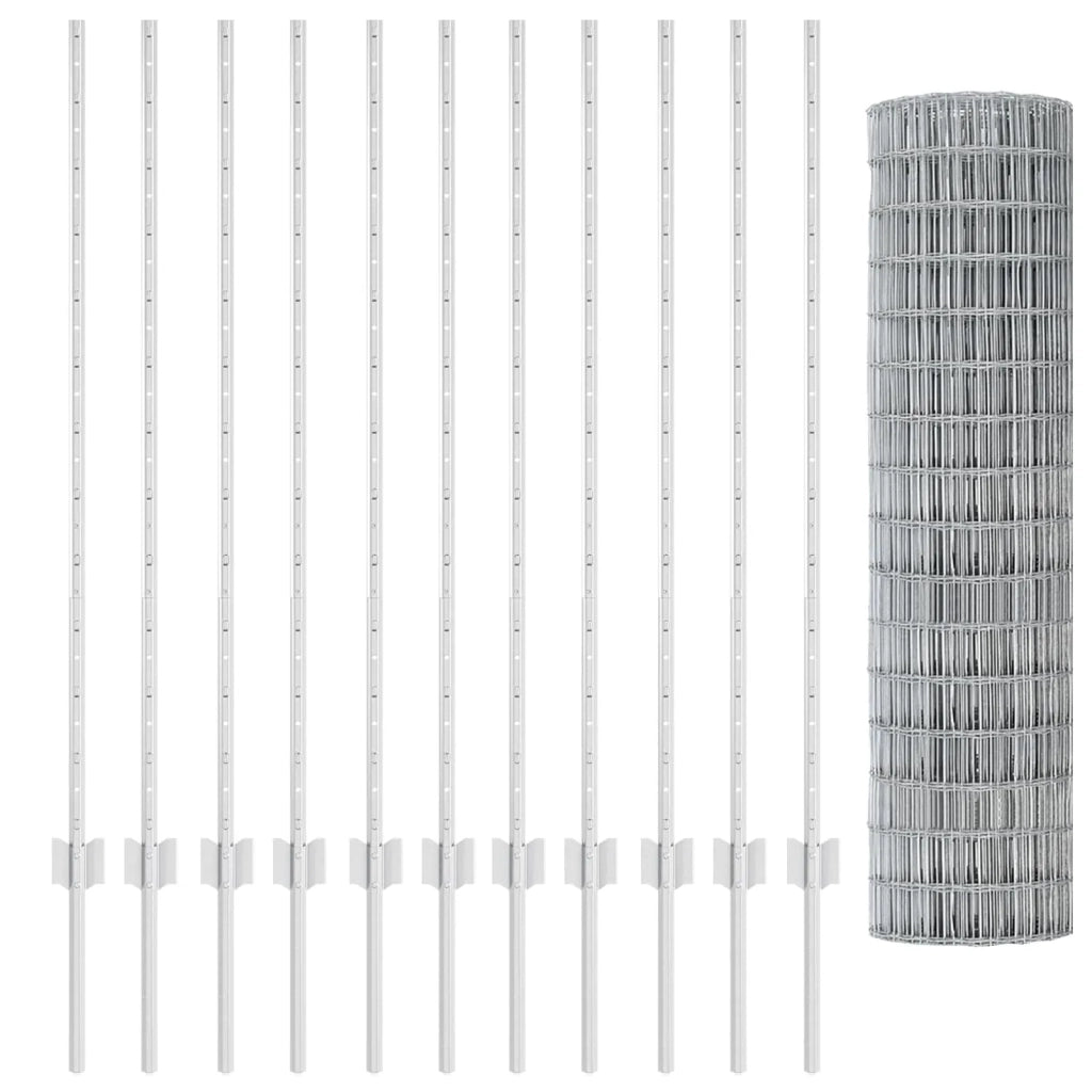 Recinzione Euro con palo 25 x 1,2 m Acciaio zincato Argento 3336200