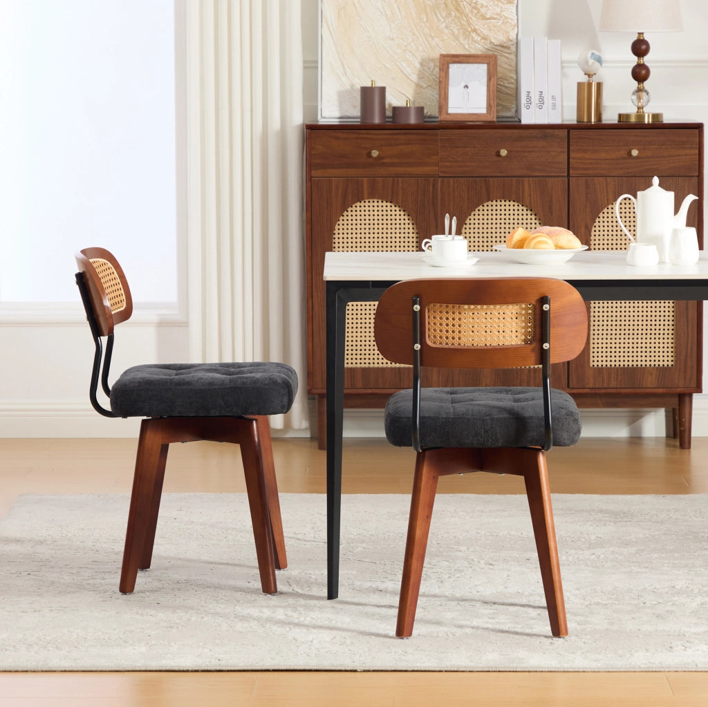 Sedia girevole 43x50x77 cm a 360° in ciniglia nera