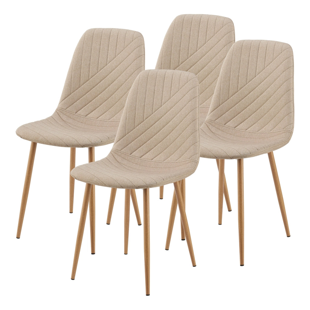 Set da Pranzo Lindesberg Tavolo 140x80 cm Grigio e 4 Sedie Tessuto Marrone Chiaro [en.casa]