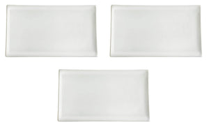 Set 3 Vassoi Rettangolari 28x14x1,7 cm in Porcellana Allluminica Kaleidos Aluxina Bianchi