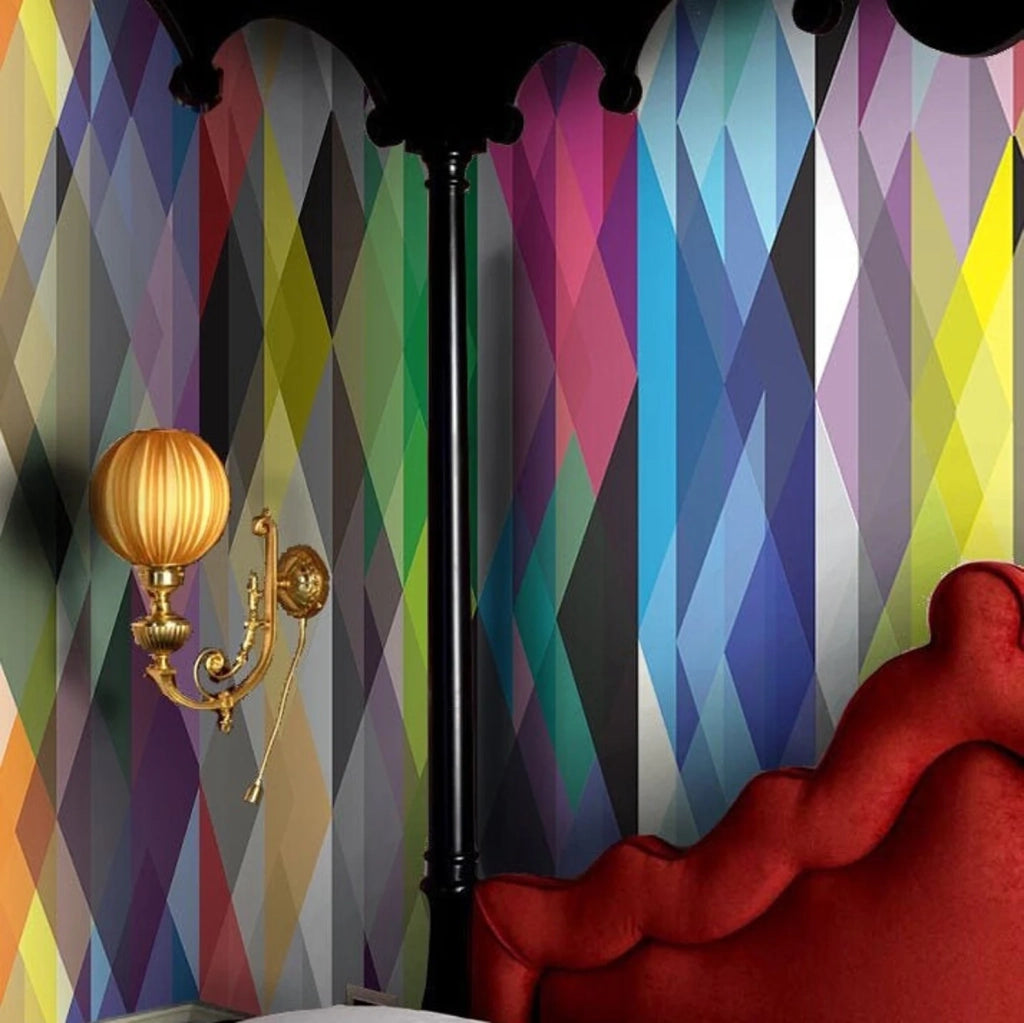 Carta da Parati Geometrica Colorata Carta Vegana 250x200cm 5,5mq 