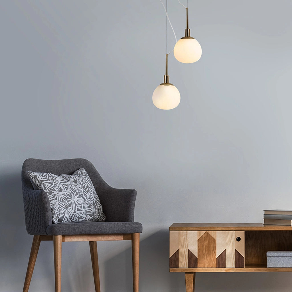 Maytoni Sospensione contemporanea Erich 1 luce E14 oro rosa metallo diffusore vetro bianco