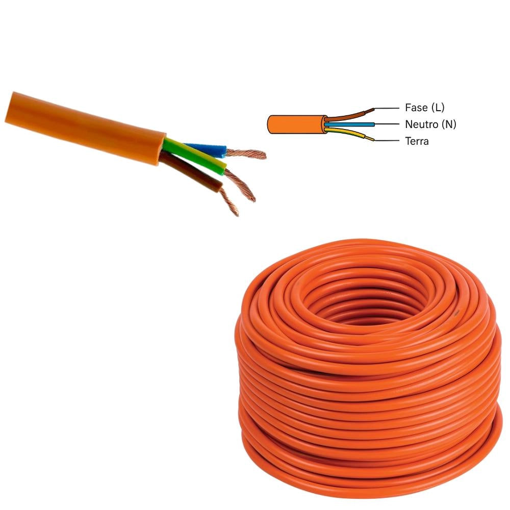 Cavo fror multipolare flessibile antifiamma arancio gommato per impianti *** lunghezza metri 25, sezione conduttore 3...