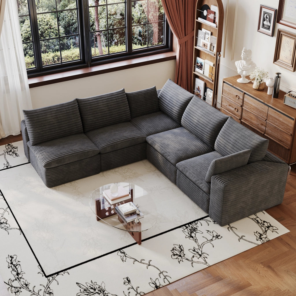 Divano Cloud 260x250 ¨C MINIMAL ¨C Velluto a Coste Grigio Scuro, Imbottito, Senza Montaggio