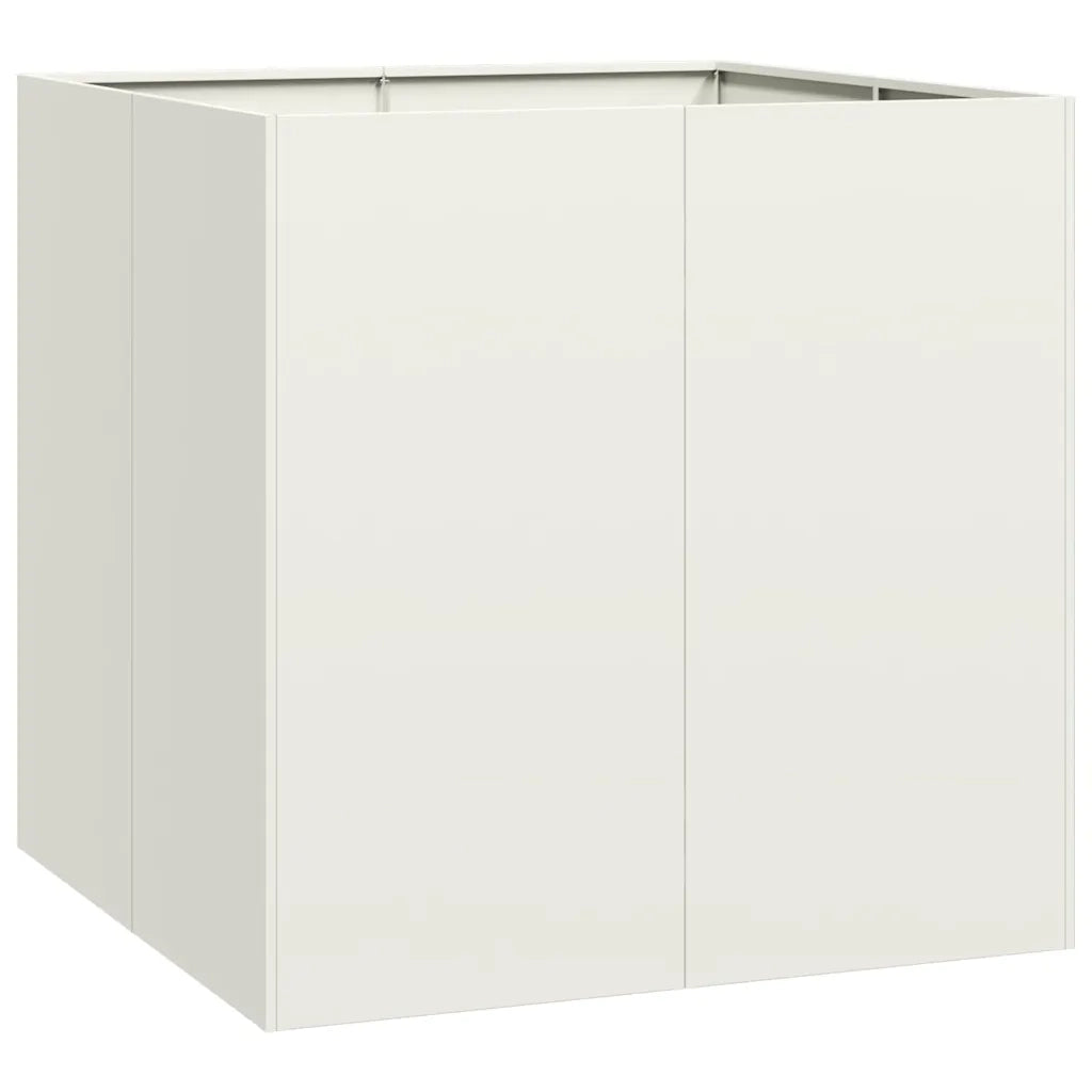 Fioriera-Vaso-Contenitore per Piante Bianca 80x80x80 cm in Acciaio
