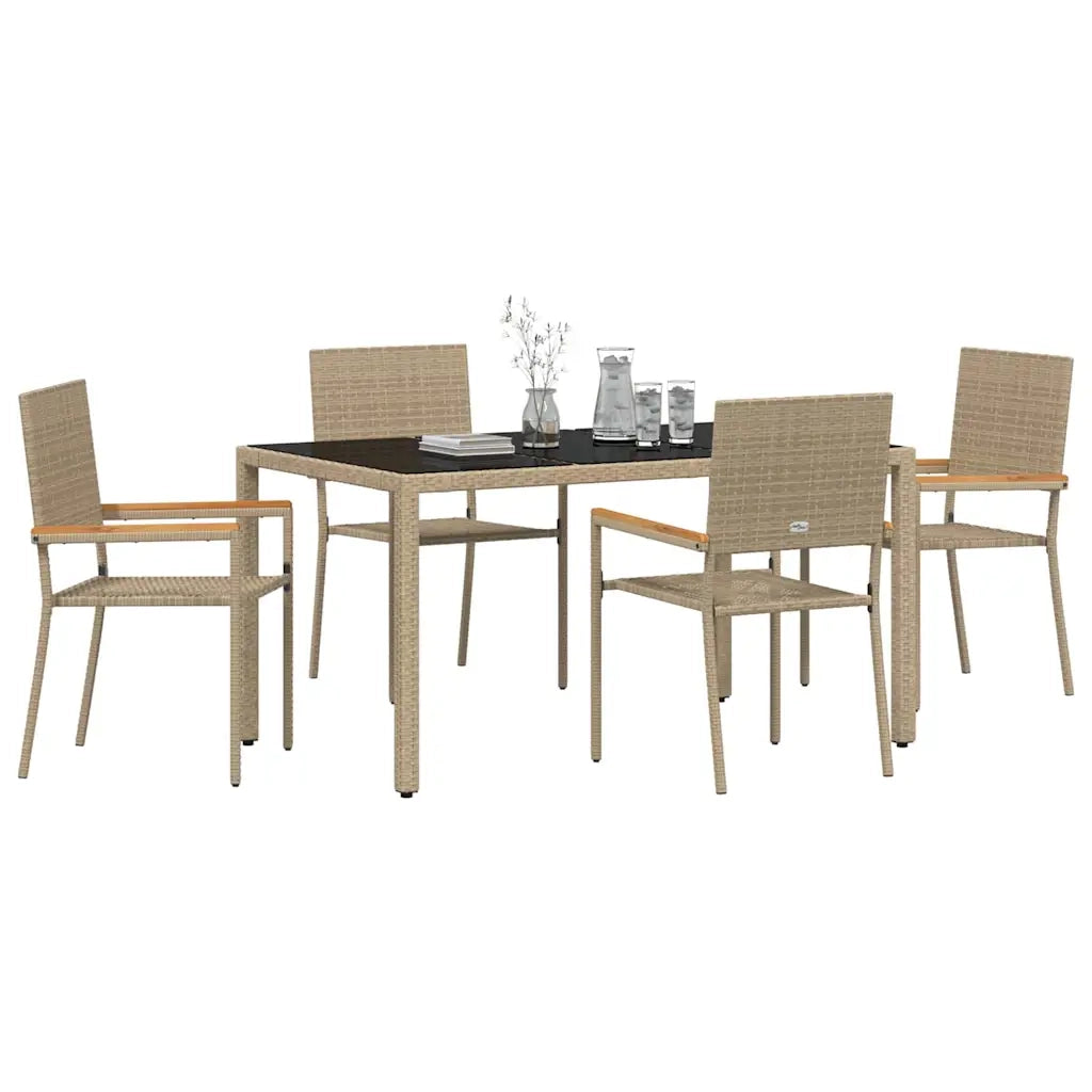Set da Pranzo per Giardino 5 pcs Beige polyrattan 3365392