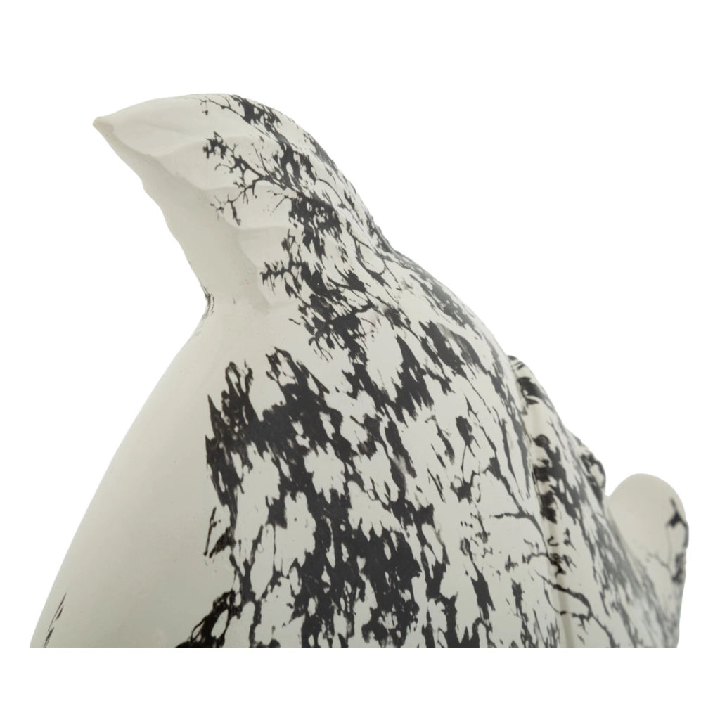 Scultura decorativa a forma di pesce in poliresina bianco e nero