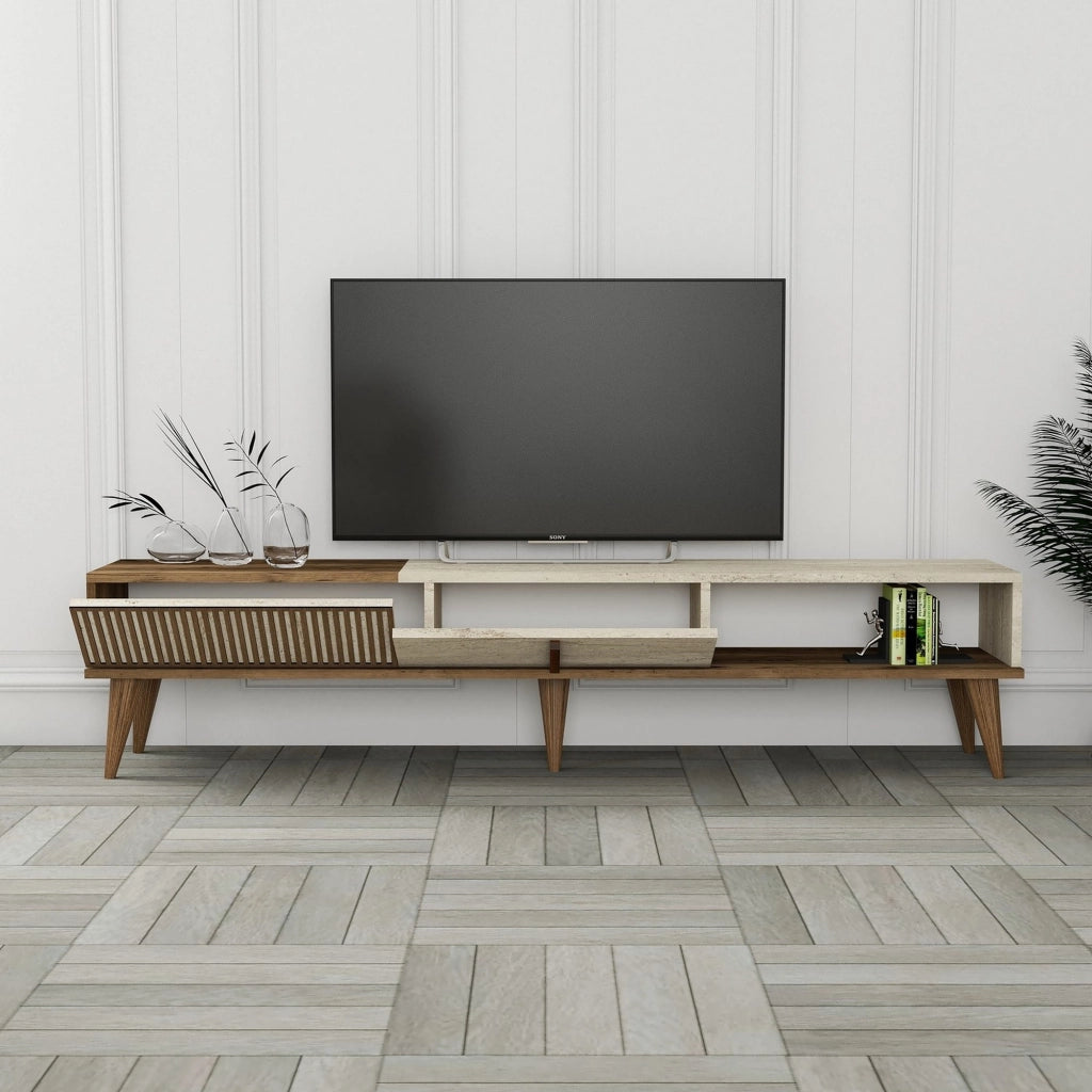 Sicoli, Mobile Porta tv 2 Ante, 180x35x40h cm Beige Marmo