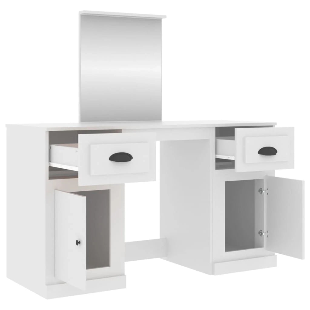 Toeletta di design con mobiletto portaoggetti e specchio 130 x 50 x 132,5 cm bianco 02_0006414