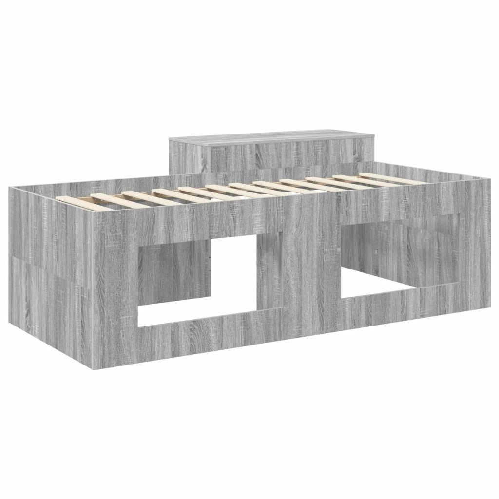 Letto alto per bambini con scrivania Sonoma grigio 75 x 190 cm
