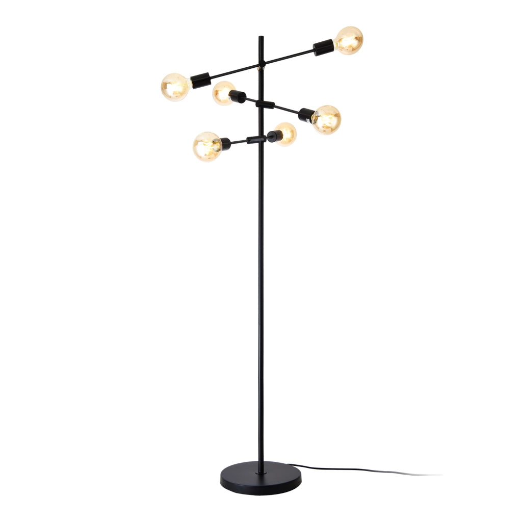 Lampada da Terra 'Craigavon' con 6 Fonti di Luce Regolabili - Piantana in Metallo - Nero [lux.pro]