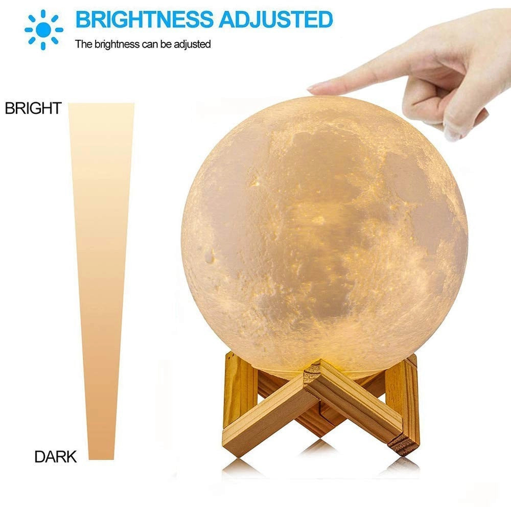 Trade Shop - Lampada Led 3d A Forma Di Luna Usb Luna Luce Regolabile Notturna Ricaricabile -
