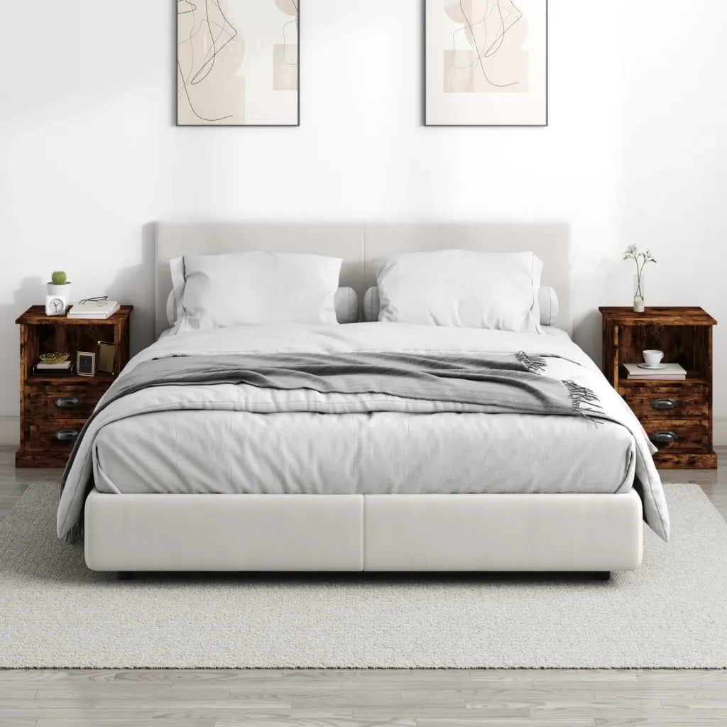 Comodini 2pz-Set di 2 Tavolino da notte Rovere Fumo 43x36x60 cm