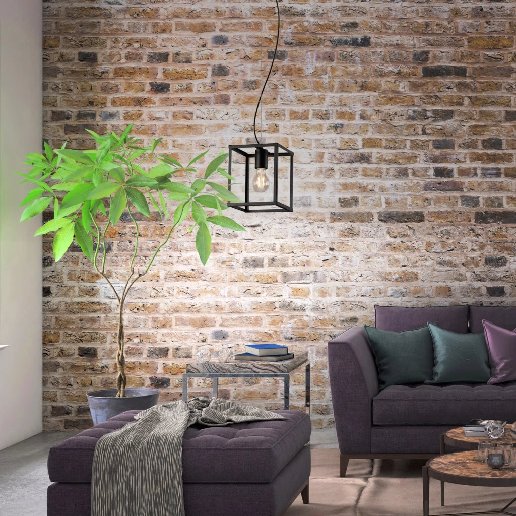 Sospensione Industrial Metallo Nero 1 Luce E27