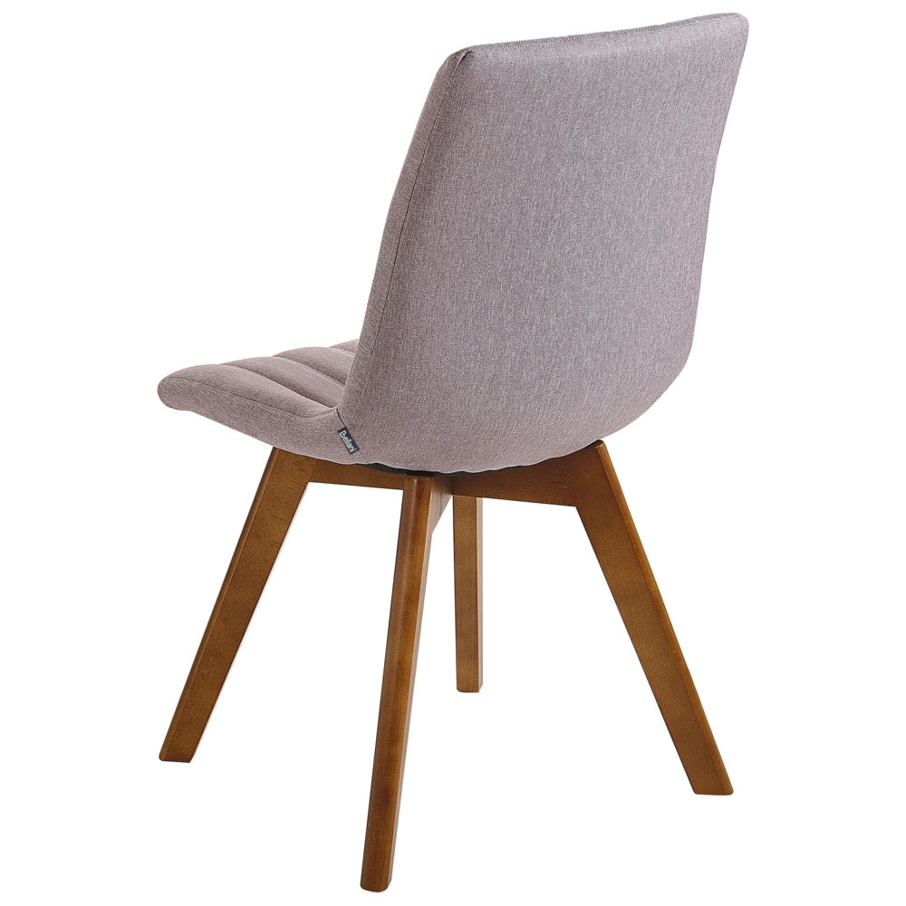 Set di 2 sedie Tessuto poliestere color talpa Gambe in legno massello scuro Imbottitura verticale Schienale curvo