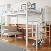 Letto a Castello con Divano Imbottito ¨C Xylo ¨C Bianco, Metallo, 90x200