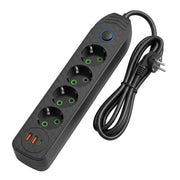 Multipresa Con Prolunga, 4 Prese + 2 Porte Usb-a + Usb-c Jnh025-4b Black