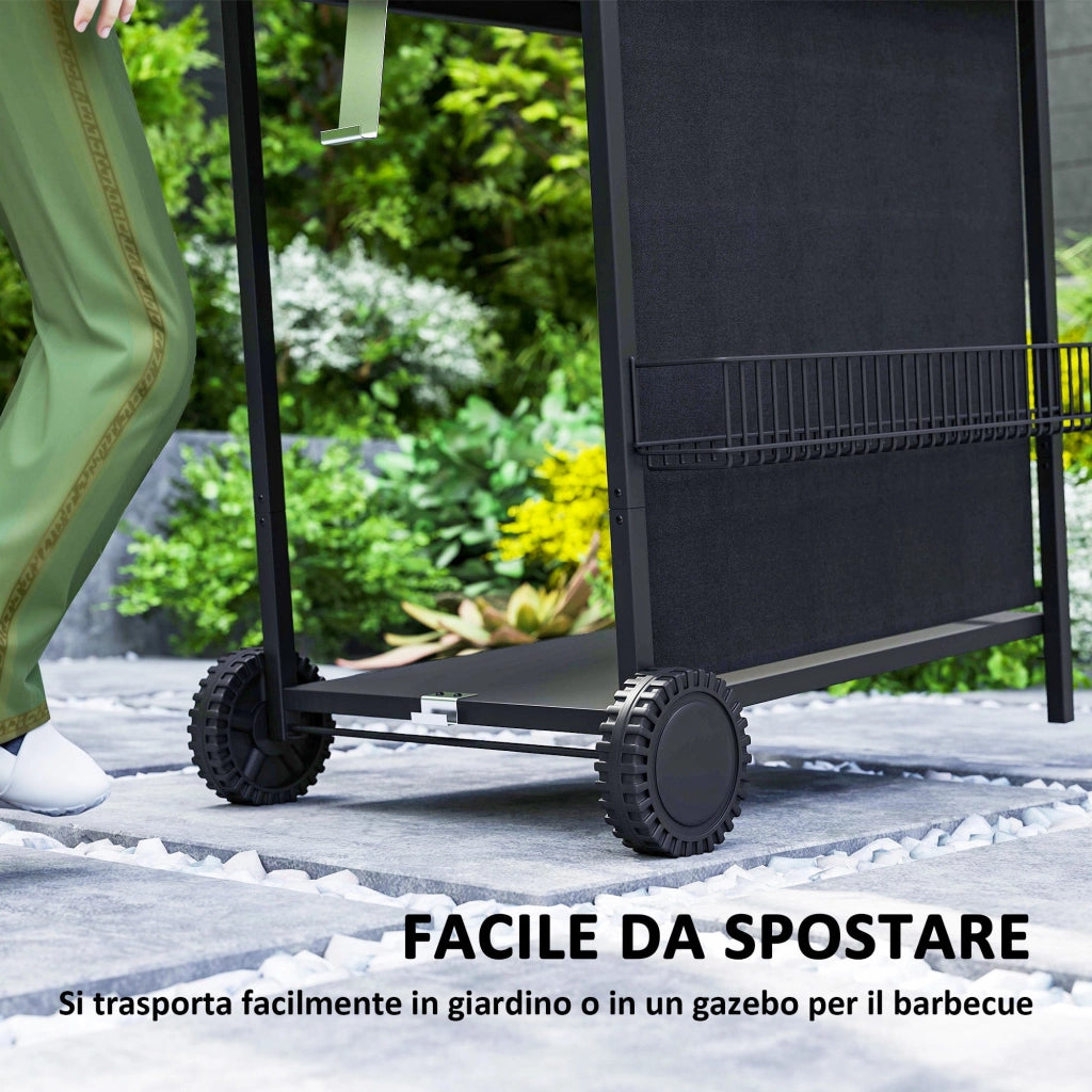 Barbecue a Gas con 4+1 Bruciatori Indipendenti 121x54x97 cm Coperchio con Termometro Nero