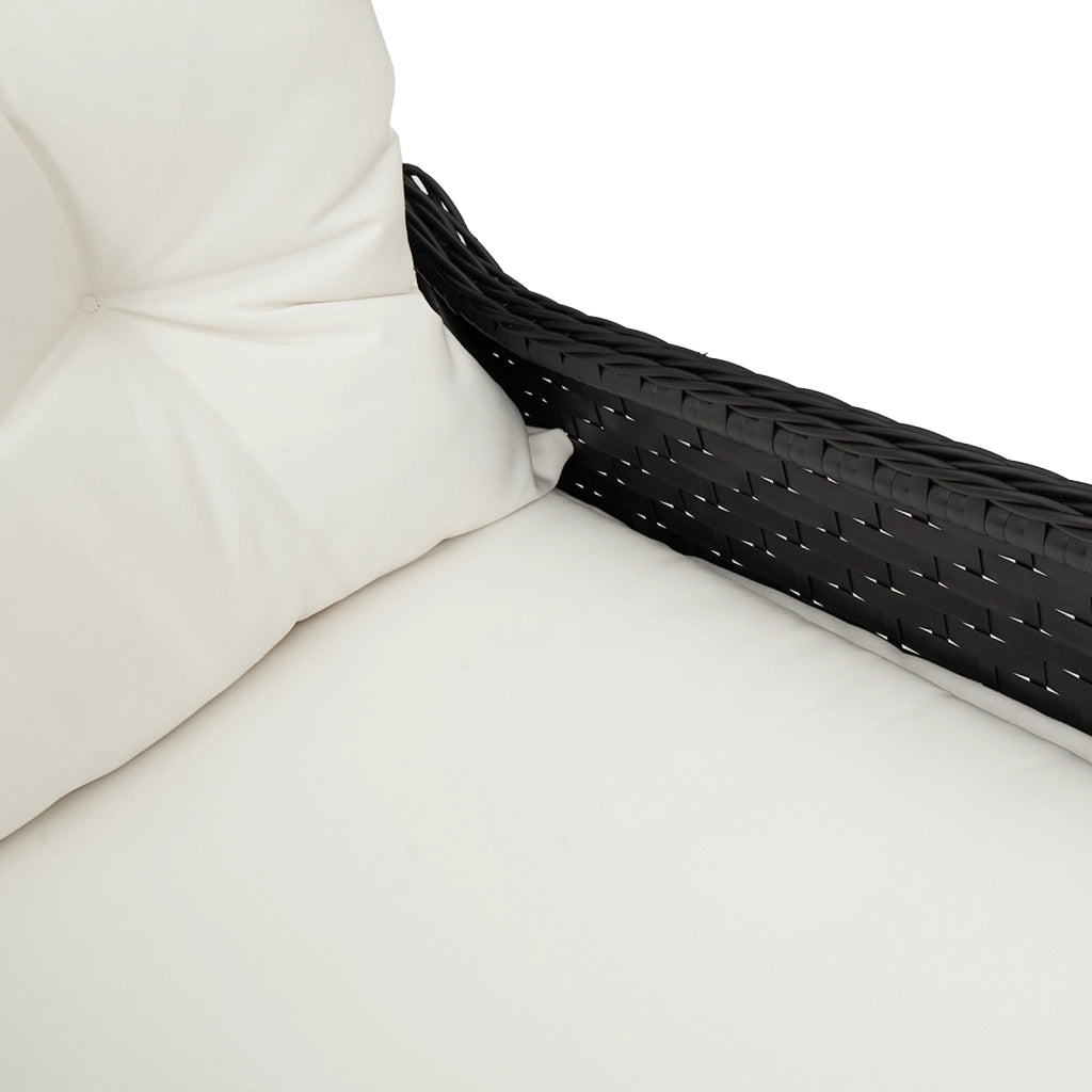 Poltrona Recliner con Cuscino in Polyrattan Nera