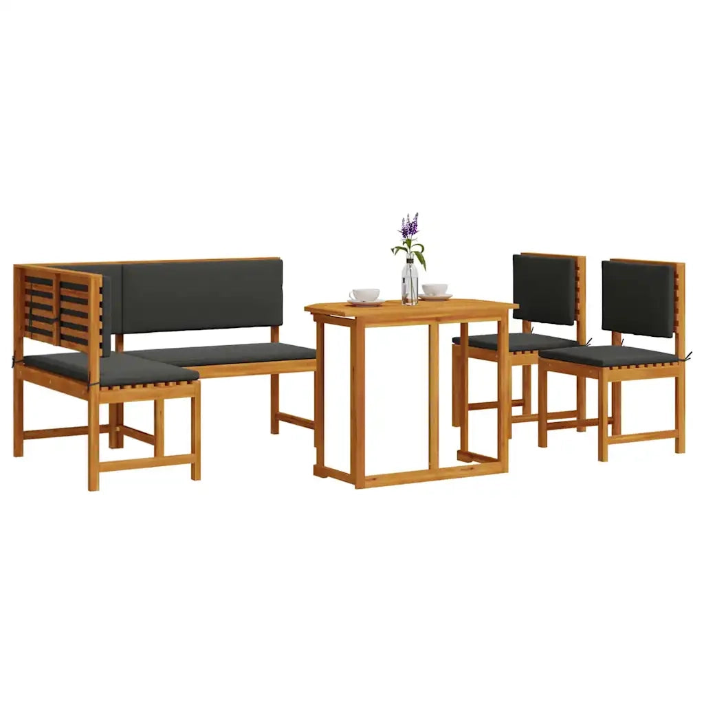 Set Panchina da Giardino 4 pcs Marrone Legno di Acacia Massello 3329102