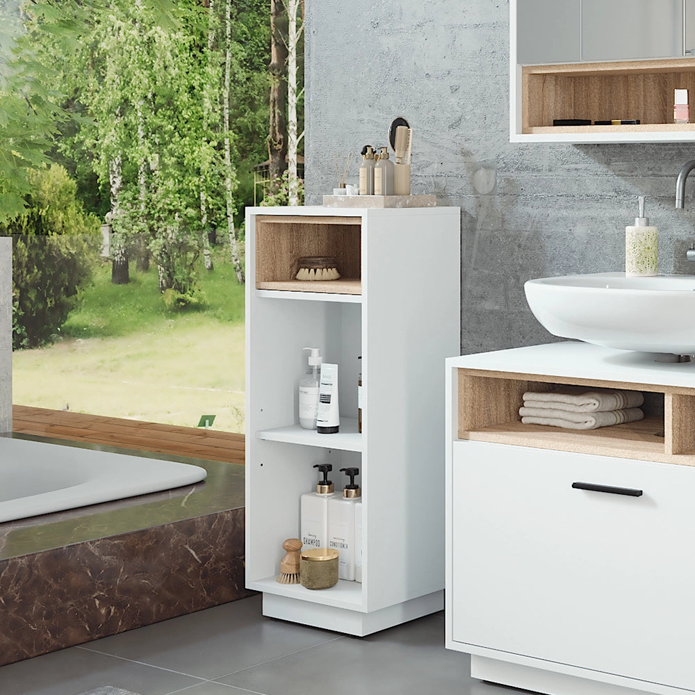 Vicco Mobiletto midi Bianco/Sonoma 38 x 93 cm con 3 scomparti