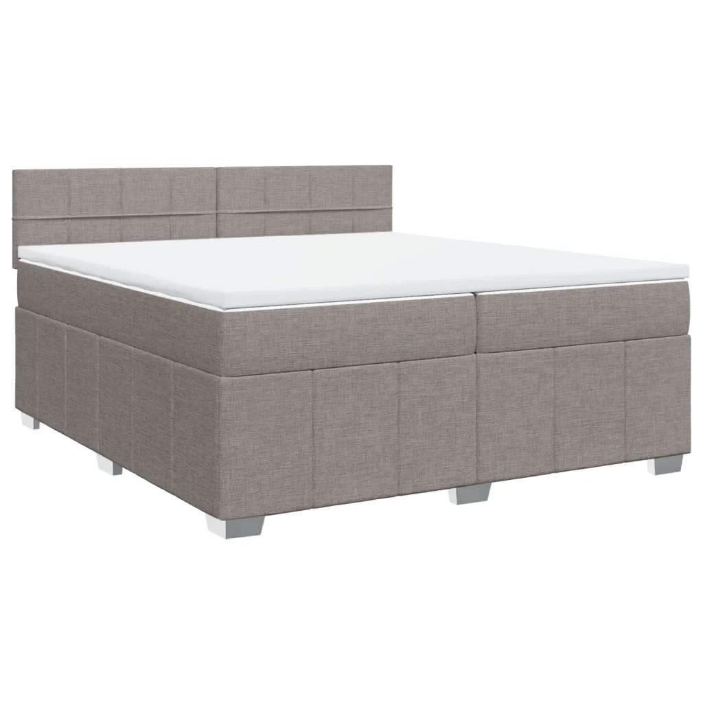 vidaXL Giroletto a Molle con Materasso Tortora 200x200 cm in Tessuto