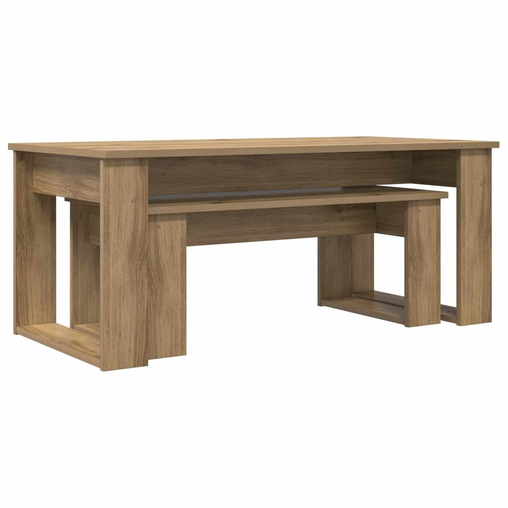 Set di 2 pz Tavolini da salotto | Tavolino da caff¨¨ | Tavolino da Soggiorno Rovere artigianale