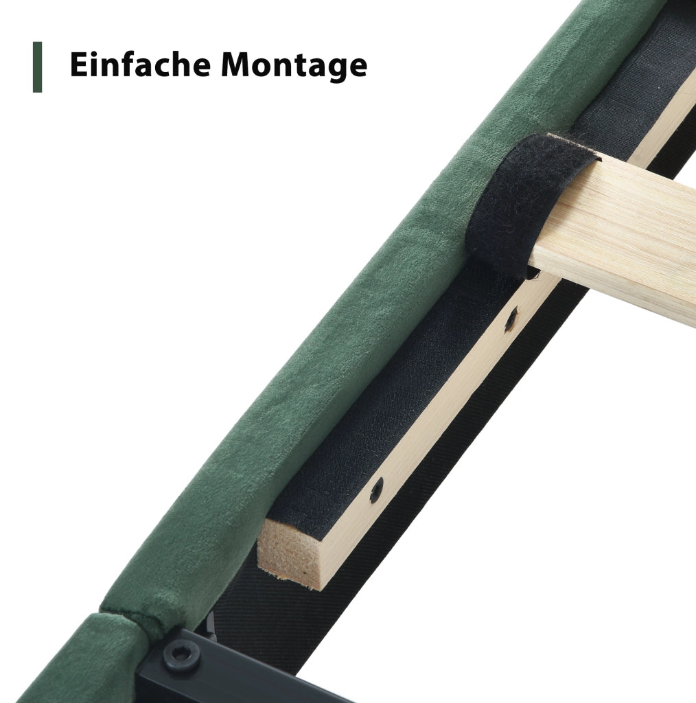 Letto imbottito 90x200 cm in velluto verde scuro con rete