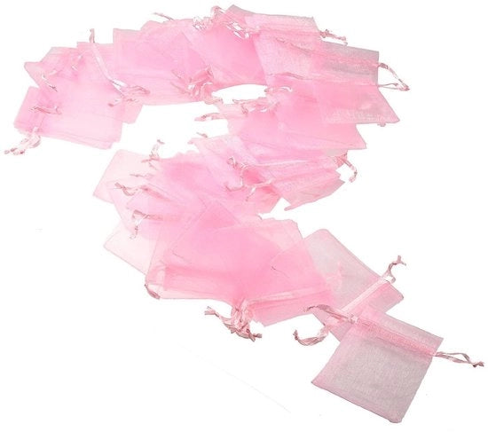 Confezioni di Organza - Sacchetti di Regalo per Feste - Rosa - Matrimoni e Compleanni - Ideali per Piccoli Doni - 50 Pezzi