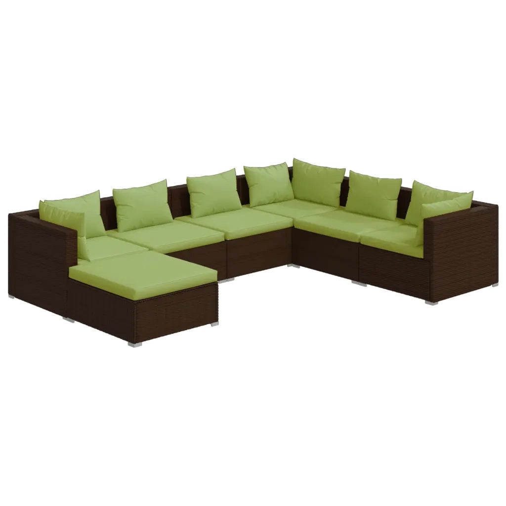 Set Divani da Giardino 7 pz con Cuscini in Polyrattan Marrone 3101836