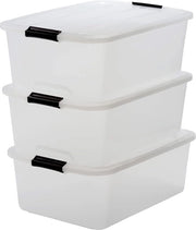 Set di 3 contenitori di archiviazione, 30L, Stivabile, Garage, camera da letto, soggiorno, salotto.