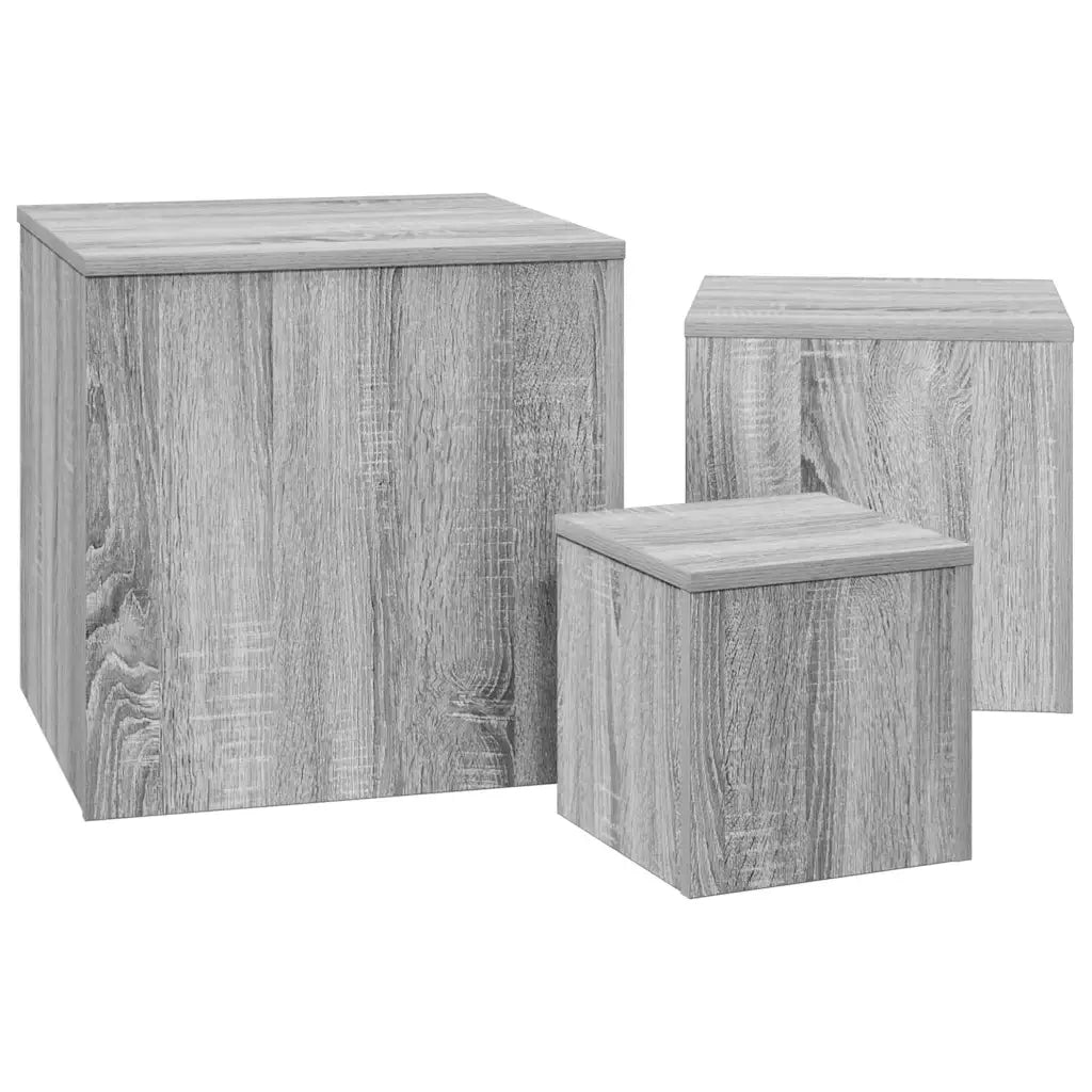 Credenze 3 pz Grigio Sonoma in Legno Multistrato 815988