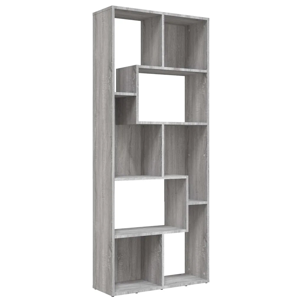 Libreria-Scaffale per Libri-Mobile di Stoccaggio Grigio Sonoma 67x24x161 cm in Legno Ingegnerizzato