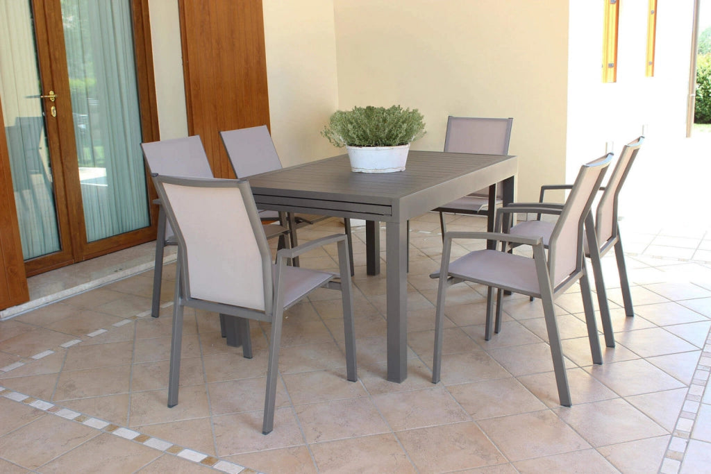 Tavolo Allungabile Hawaii 135/270x90x75 h cm in Alluminio Taupe