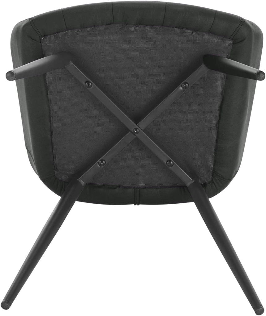 Set di 2 Sedie per Sala da Pranzo Imbottita, Poltroncina in Stoffa Lino,Sedia da Cucina con Braccioli e Schienale, Gambe in Metallo, moderne,Antracite, BH224an-2