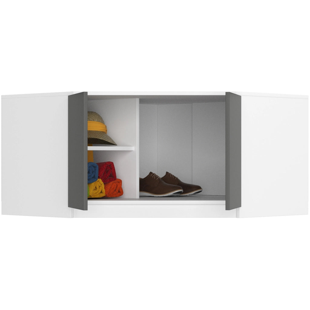 Sopralzo per armadio AKORD S100 Bianco 100 cm 2 ante inseto frontale Grigio Grafite 100x50x55 cm