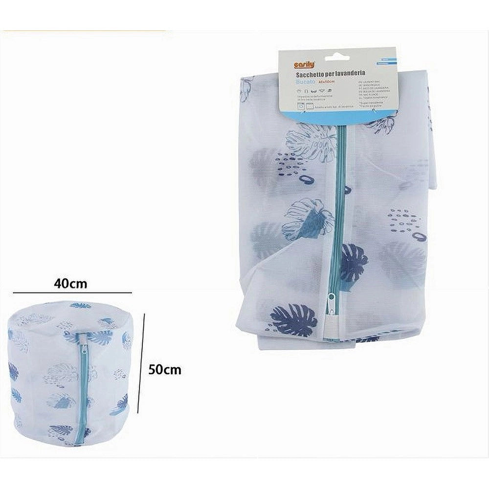 Trade Shop - Sacchetto Bucato Lavaggio Rete Con Cerniera Biancheria 40x50cm A Fantasia 87437 -