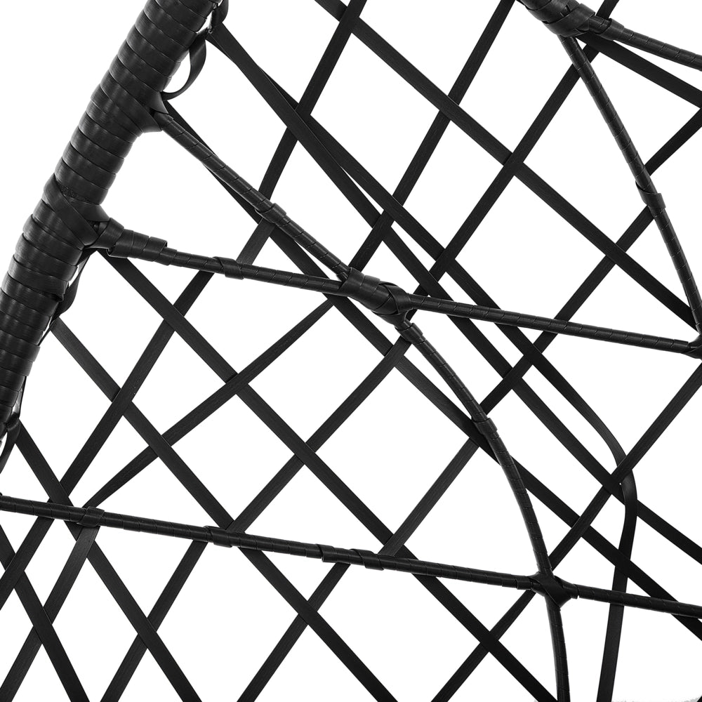 Sedia sospesa poltrona pensile Cestino di vimini rotondo in rattan Nero senza supporto con cuscini Boho