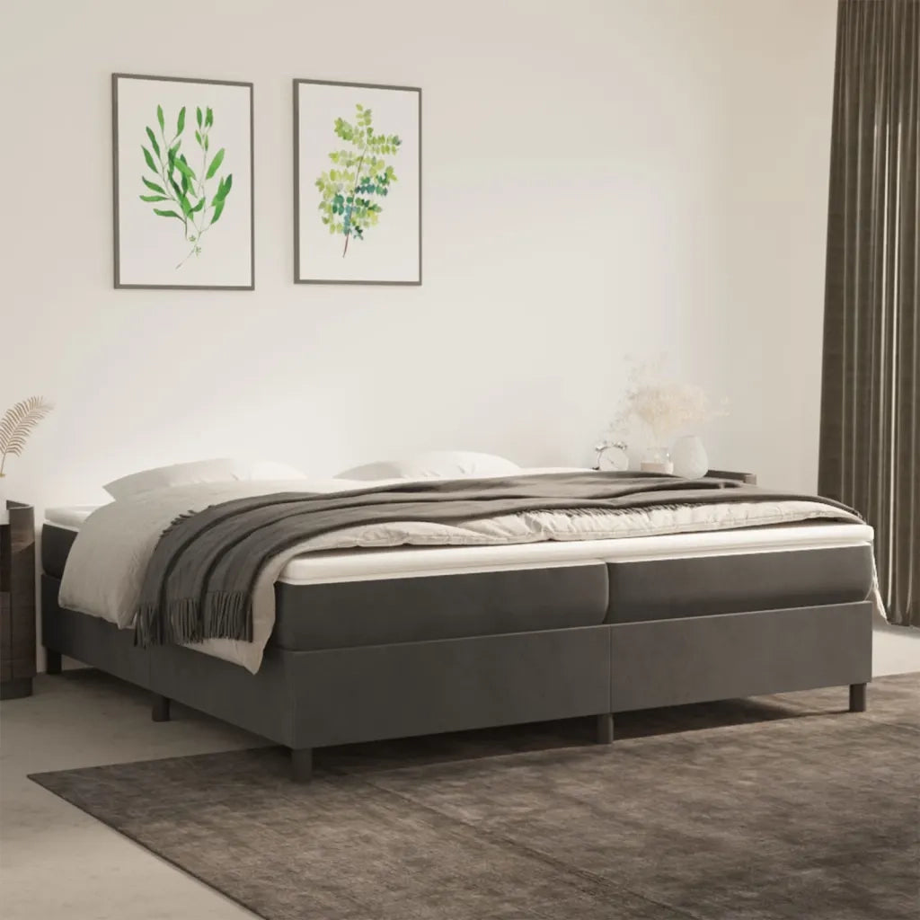 Struttura Letto a Rete a Molle-Giroletto Grigio Scuro 200x200 cm Velluto 667271