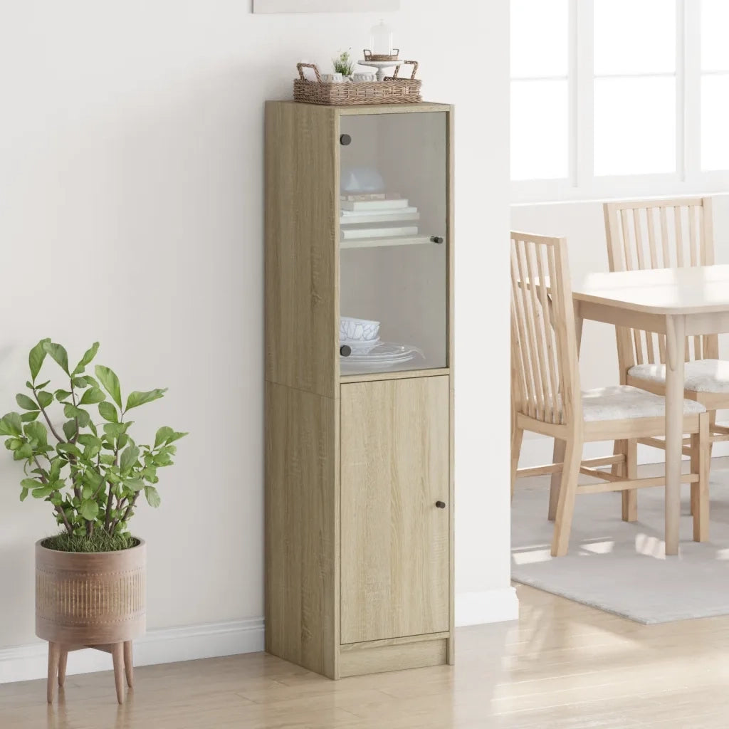Credenza con Anta-Buffet-Armadio da cucina in Vetro Rovere Sonoma 35x37x142 cm